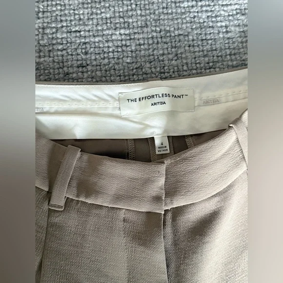 Aritzia The Effortless Pant Crepette Nomad Taupe Cropped Size 4 High Rise Wide - Picture 8 of 10